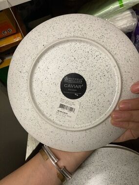 Maxwell Williams Caviar Porcelain Speckled White plates 20cm set of 4